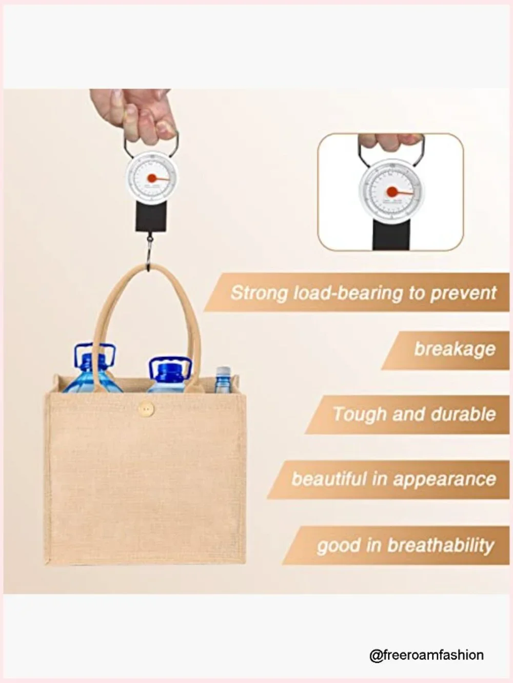 4-Pack Jute Tote Bags Reusable Shopping Bags Large Capacity